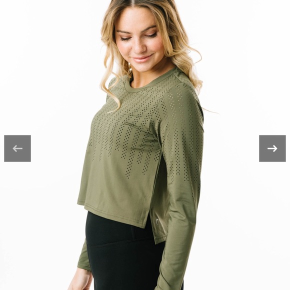 Olive Chillcicle Crop Long T - RC - Picture 2 of 3